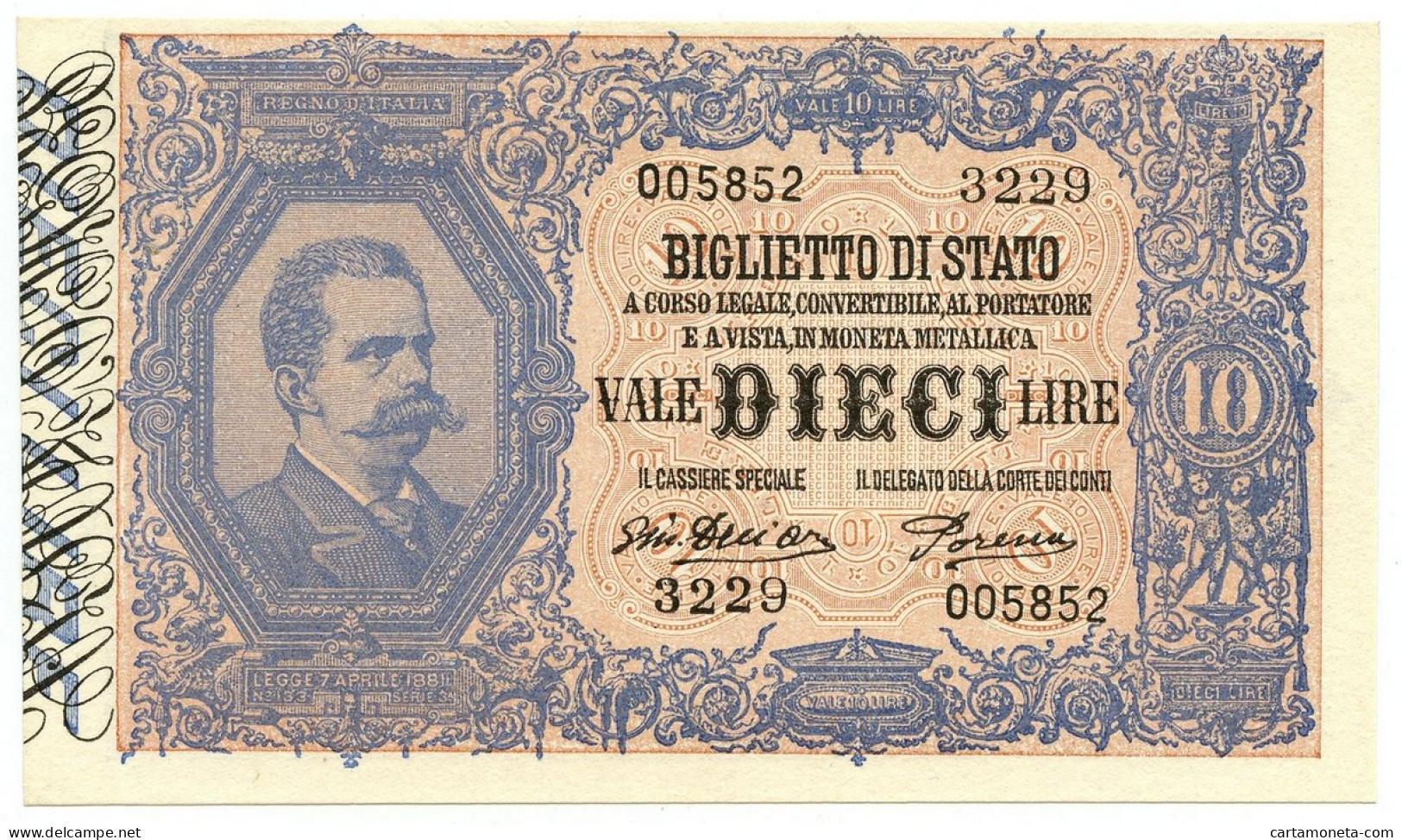 10 LIRE BIGLIETTO DI STATO EFFIGE UMBERTO I 28/12/1917 SUP+ - Regno D'Italia – Autres