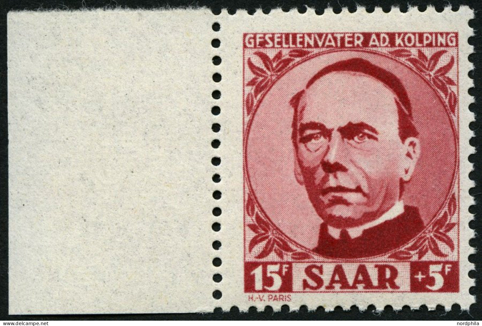 SAARLAND 289I , 1950, 15 Fr. Kolping Mit Abart GFSELLENVATER, Pracht, Gepr. Ney, Mi. 80.- - Other & Unclassified