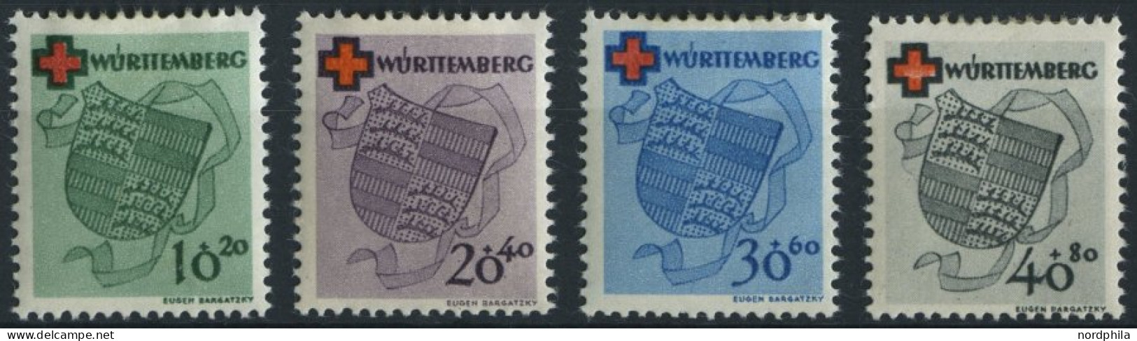 WÜRTTEMBERG 40-43 , 1949, Rotes Kreuz, Falzrest, Prachtsatz, Mi. 80.- - Otros & Sin Clasificación