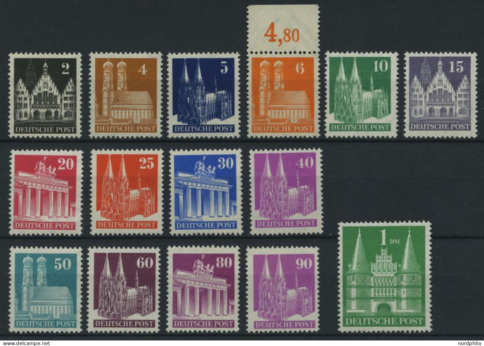 AMERIK. U. BRITISCHE ZONE 73-97eg , 1948, 2 Pf. - 1 DM Eng Gezähnt, Prachtsatz, Mi. 700.- - Other & Unclassified