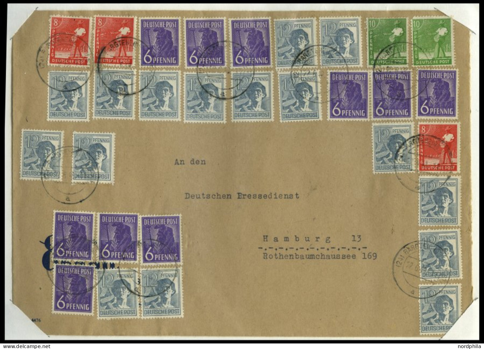 AMERIK. U. BRITISCHE ZONE Brief , 21/2.6.1948, Partie Von 37 Meist Verschiedenen Zehnfachfrankaturen, Dabei Auch Mischfr - Other & Unclassified