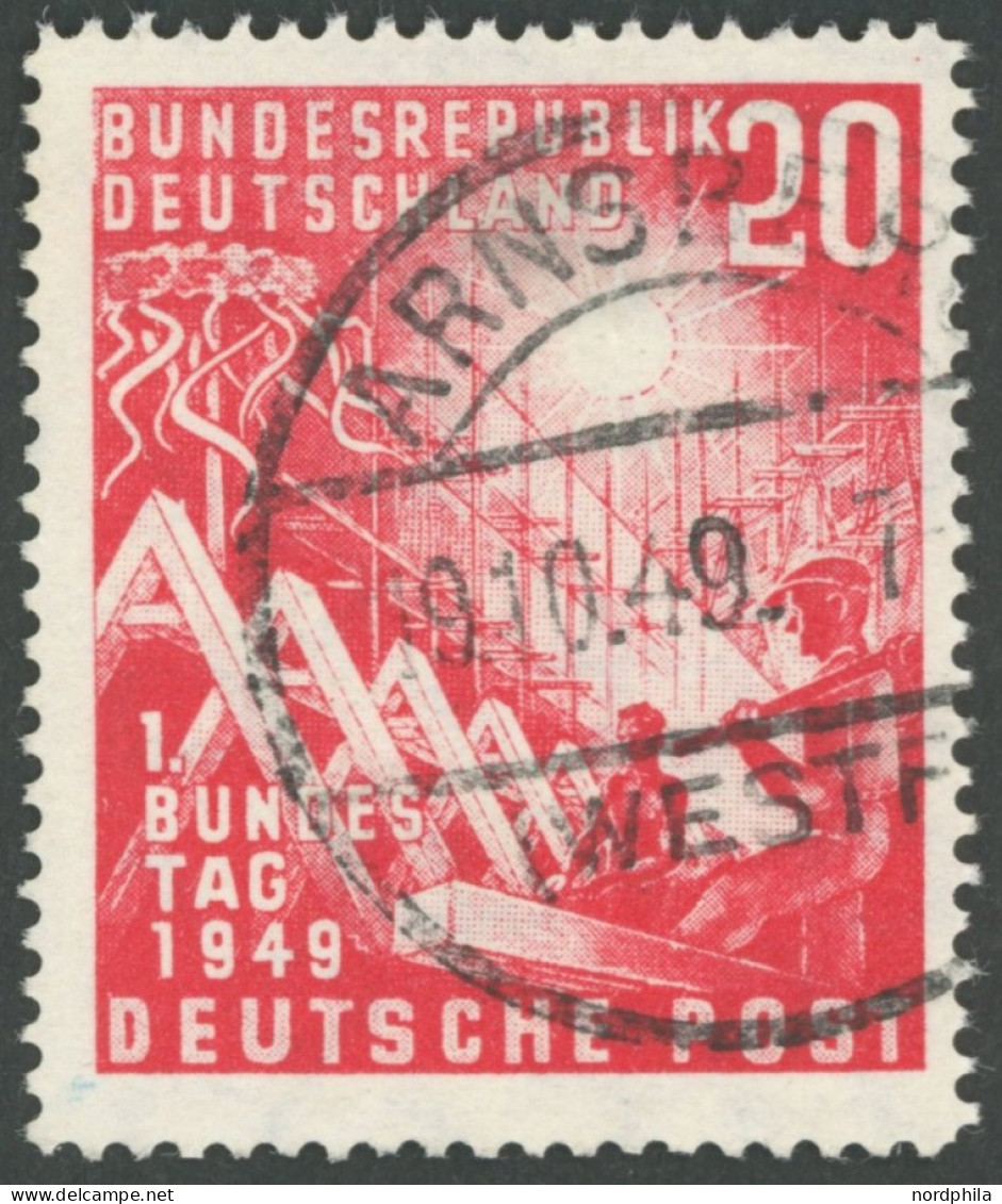 BUNDESREPUBLIK 112VII O, 1949, 20 Pf. Bundestag Mit Plattenfehler Dorn Am Ersten Dachfirst Oben (Feld 10), Pracht, Mi. - - Other & Unclassified