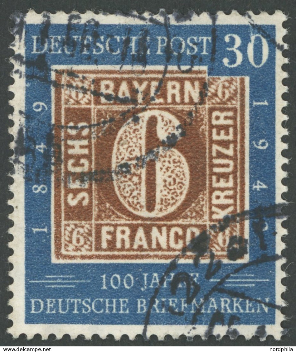 BUNDESREPUBLIK 115I O, 1949, 30 Pf. 100 Jahre Briefmarken Mit Abart 0 In Der Wertangabe 30 Beschädigt, üblich Gezähnt Pr - Autres & Non Classés