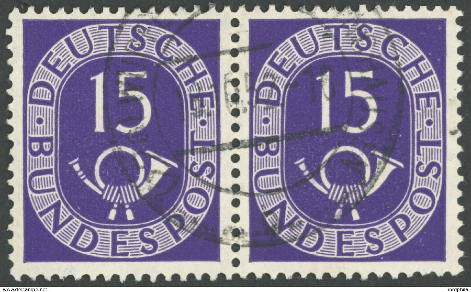 BUNDESREPUBLIK 129 Paar O, 1951, 15 Pf. Posthorn Im Waagerechten Paar, Pracht, Mi. 180.- - Other & Unclassified