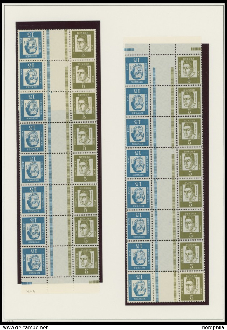 ZUSAMMENDRUCKE K 2a-K 5 , 1963-65, Postfrische Partie Bedeutende Deutsche In Kehrdruckpaaren, überwiegend In Bogenteilen - Zusammendrucke