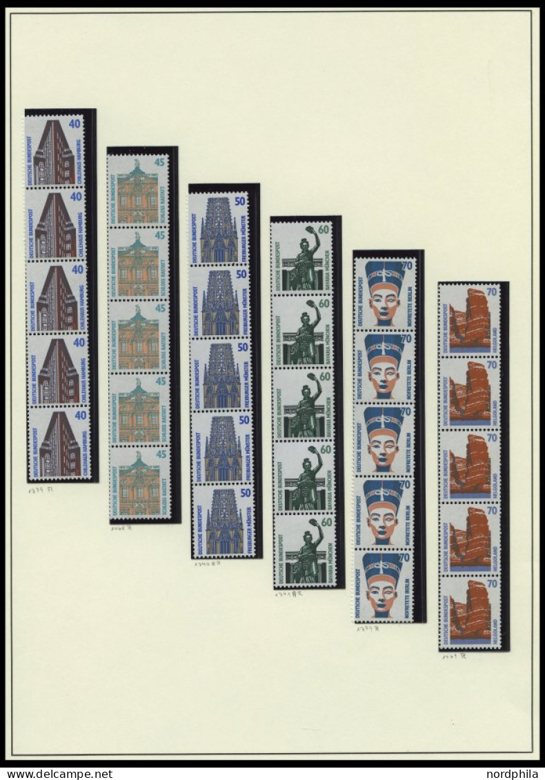 ROLLENMARKEN A. 1339-1679R , 1987-93, 24 Verschiedene 5er-Streifen Sehenswürdigkeiten, Pracht, Mi. 340.- - Roulettes