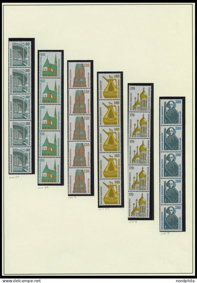 ROLLENMARKEN A. 1339-1679R , 1987-93, 24 Verschiedene 5er-Streifen Sehenswürdigkeiten, Pracht, Mi. 340.- - Roulettes