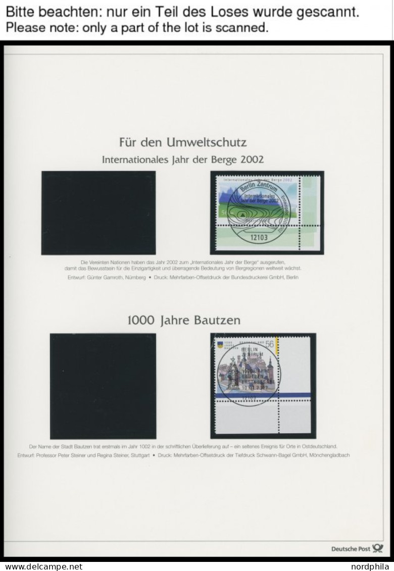 JAHRGÄNGE 2231-2304 O, 2002, Kompletter Jahrgang, Ohne Selbstklebende Marken, Jeweils Aus Der Rechten Unteren Bogenecke, - Other & Unclassified