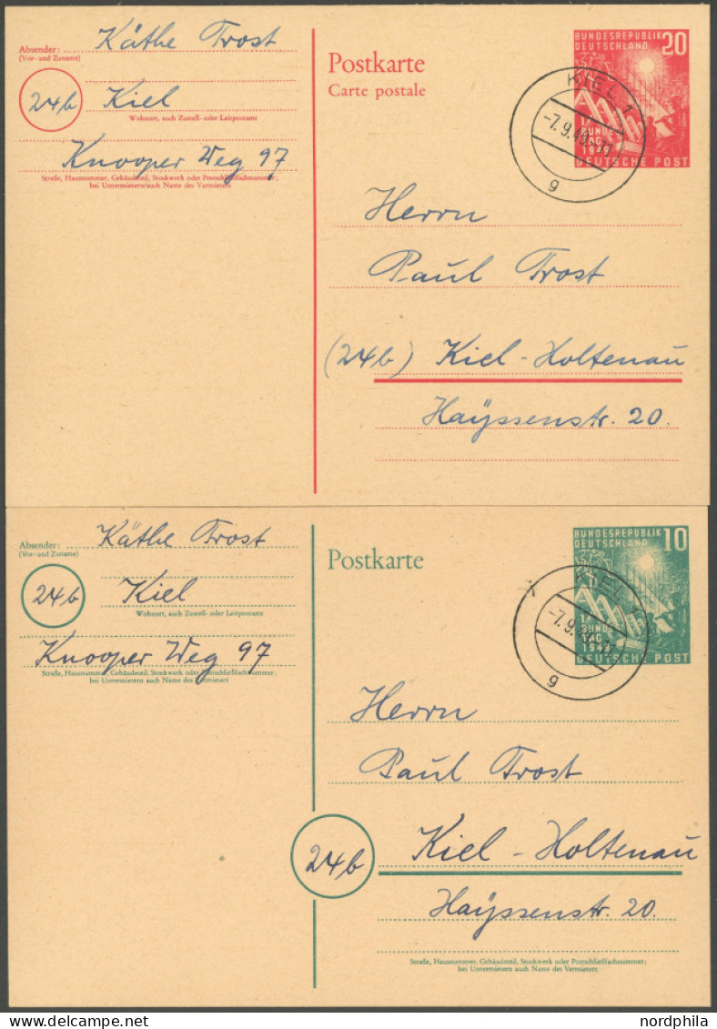 GANZSACHEN P So 1/2 BRIEF, 1949, Bundestag, Je Mit Ersttagsstempel, Pracht - Autres & Non Classés