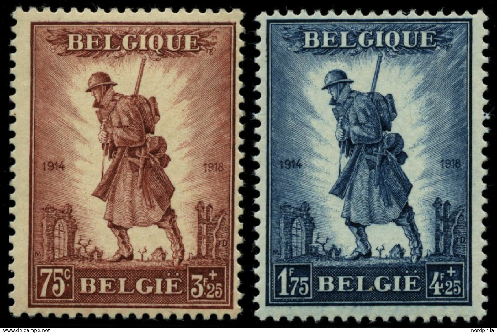 BELGIEN 342/3 , 1932, Infanterie, Falzrest, Pracht, Mi. 150.- - Neufs