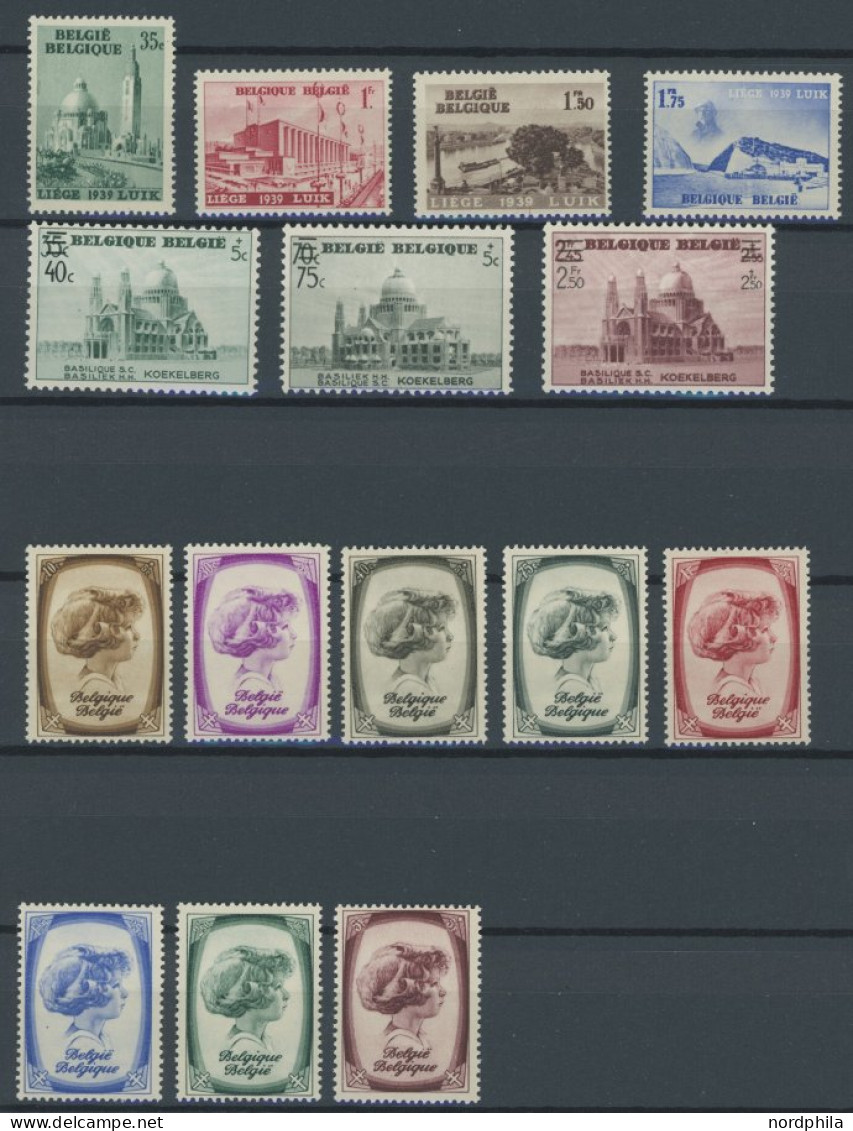 BELGIEN 482-96 , 1938, 3 Postfrische Prachtsätze, Mi. 82.- - Sonstige & Ohne Zuordnung