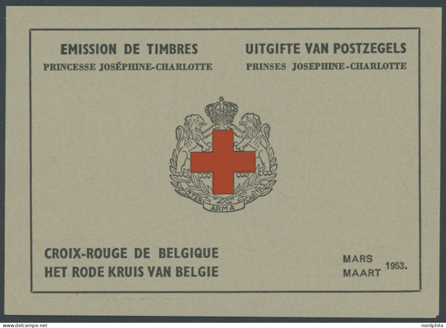 BELGIEN MH I , 1953, 2 Fr. Rotes Kreuz Im Markenheftchen, Oberer Heftchenblatttext In Französisch, Pracht, Mi. 80.- - Autres & Non Classés