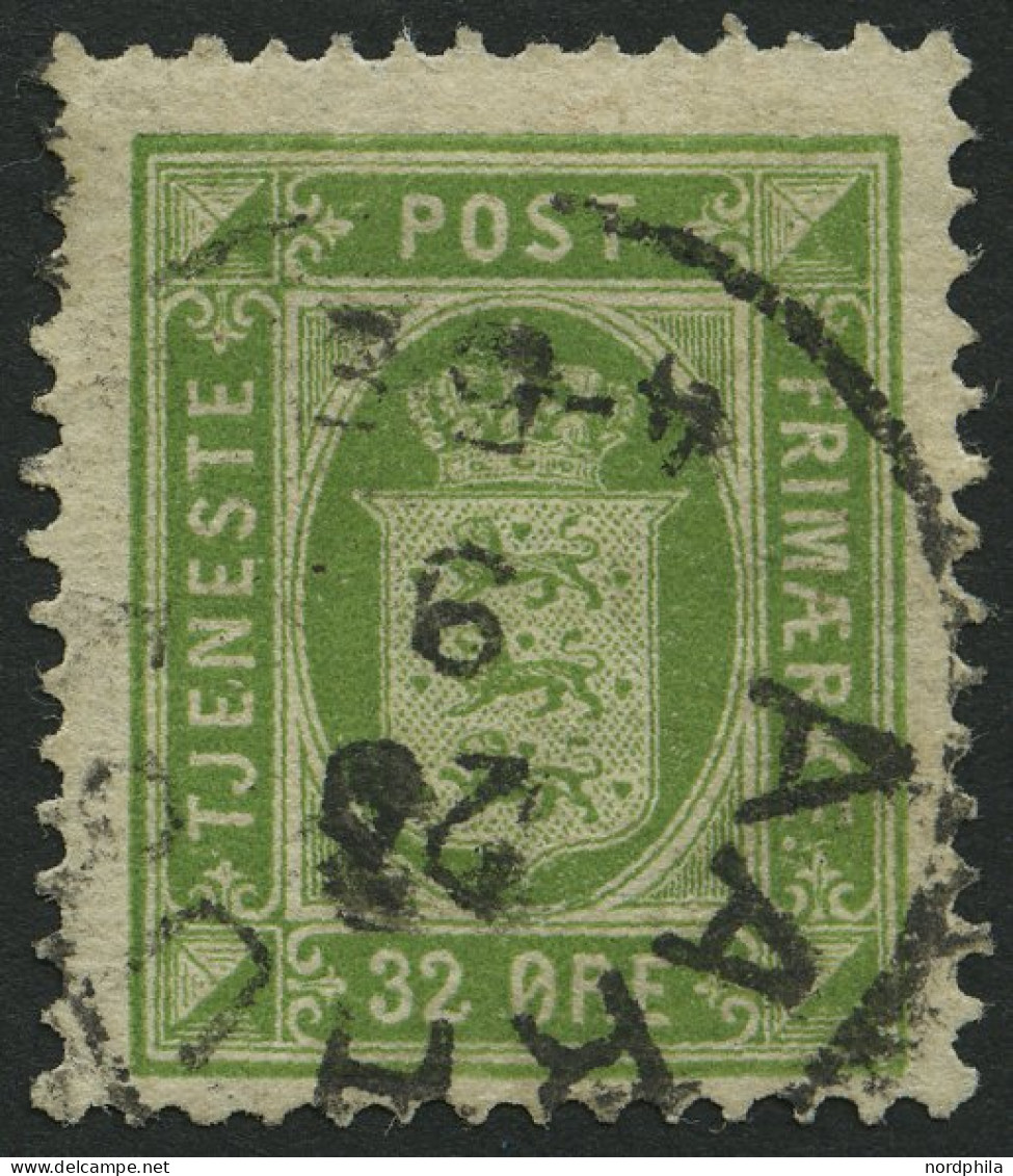 DIENSTMARKEN D 7 O, 1881, 32 ø Gelbgrün (Facit TJ 9b), Pracht, Facit 550.- Skr. - Other & Unclassified