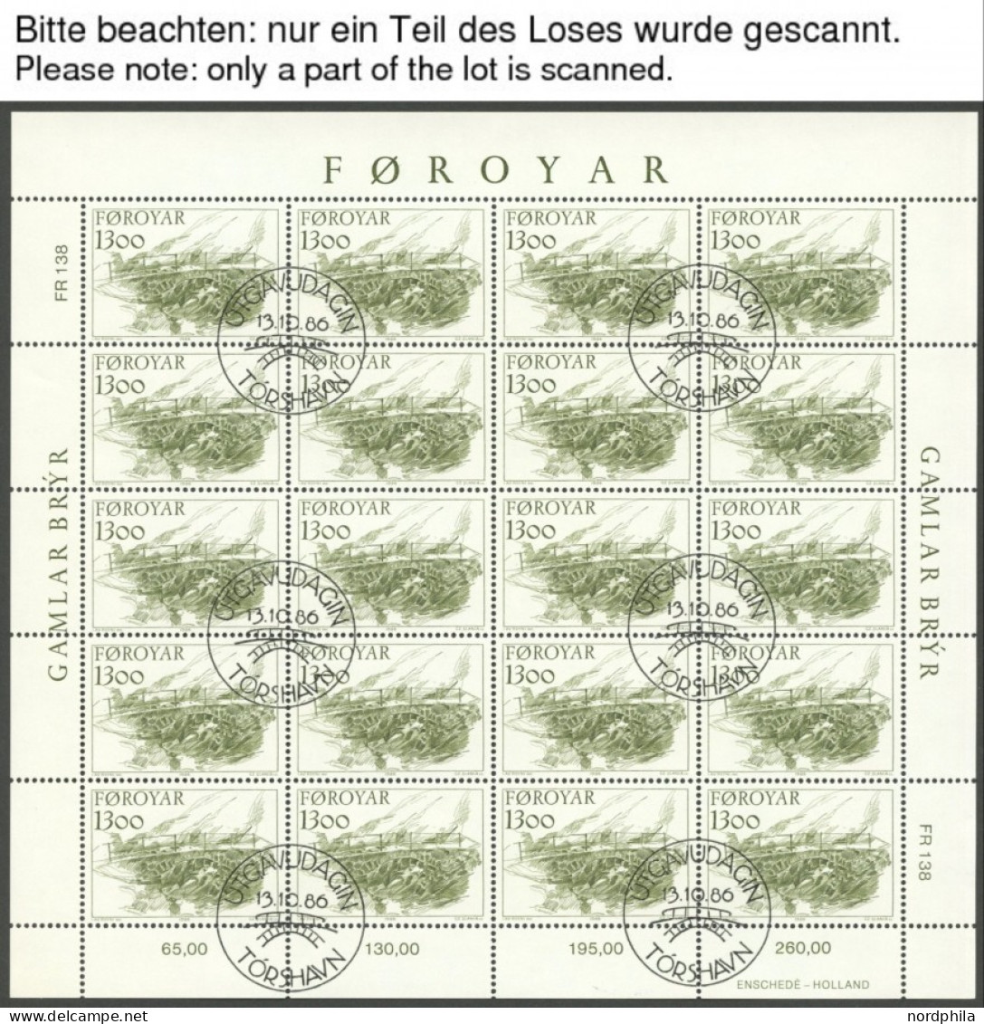 FÄRÖER 130-38,142-44KB O, 1986, 4 Kleinbogensätze, Ersttagsstempel, Pracht, Mi. 490.- - Faeroër