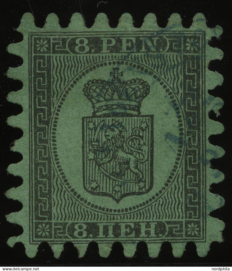 FINNLAND 6Bx O, 1866, 8 P. Schwarz Auf Grün, Praktisch Alle Zungen, Pracht - Otros & Sin Clasificación