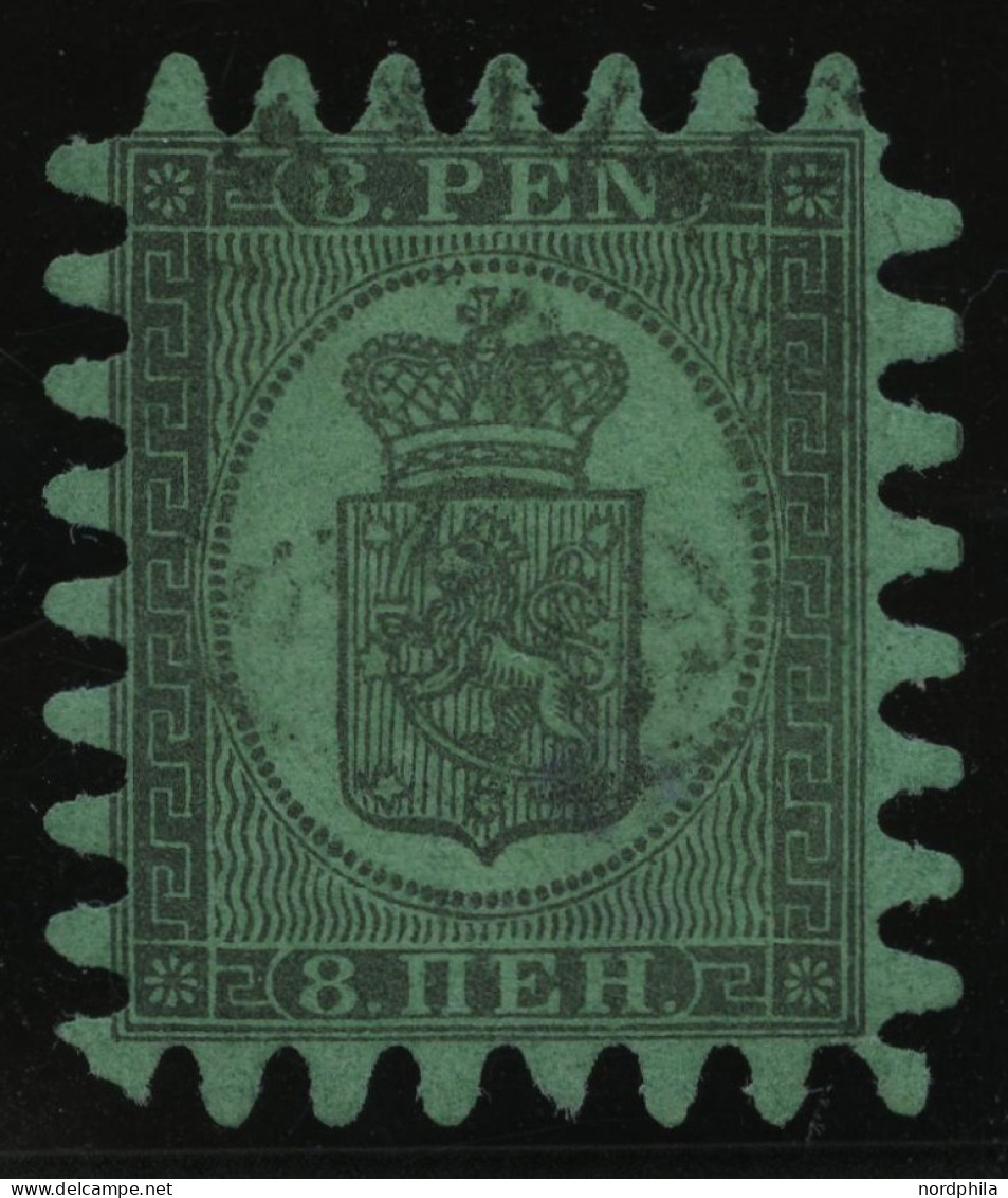 FINNLAND 6Cx O, 1867, 8 P. Schwarz Auf Grün, Praktisch Alle Zungen, Pracht - Other & Unclassified