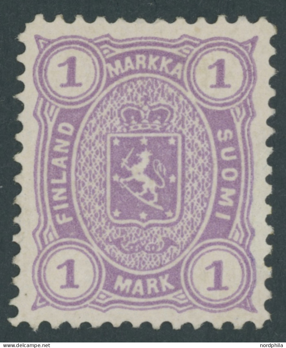 FINNLAND 19By , 1882, 1 M. Violett, Gezähnt L 121/2, Falzrest, Kabinett, Mi. 500.- - Other & Unclassified