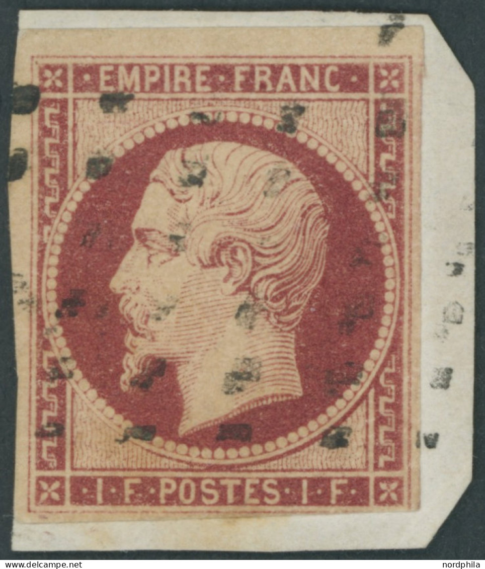 FRANKREICH 17a BrfStk, 1853, 1 Fr. Karmin, Unten Rechts Berührt Sonst Voll-breitrandiges Prachtstück, Signiert, Mi. 4200 - Other & Unclassified