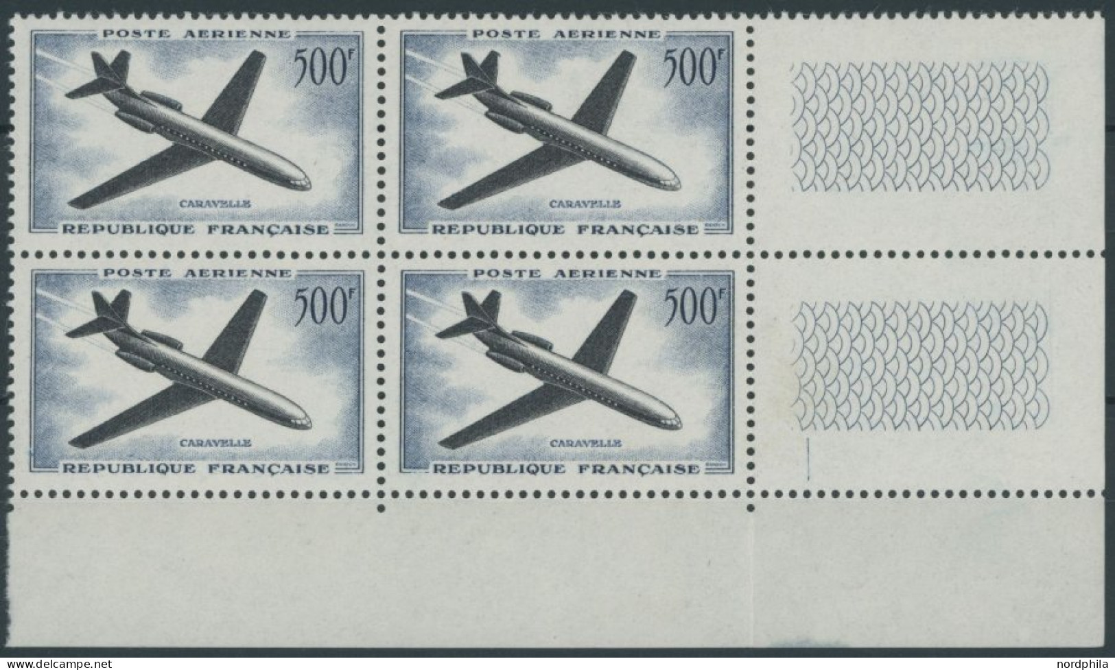 FRANKREICH 1120 VB , 1957, 500 Fr. Caravelle Im Viererblock, Postfrisch, Pracht, Mi. 140.- - Other & Unclassified