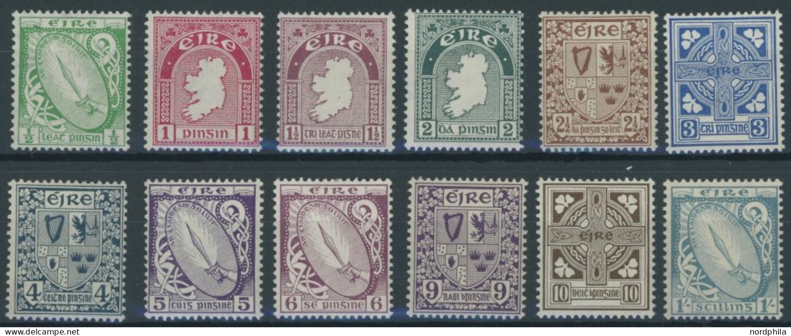 IRLAND 40-51A , 1922, Nationale Symbole, Wz. 1, Falzrest, Prachtsatz - Other & Unclassified