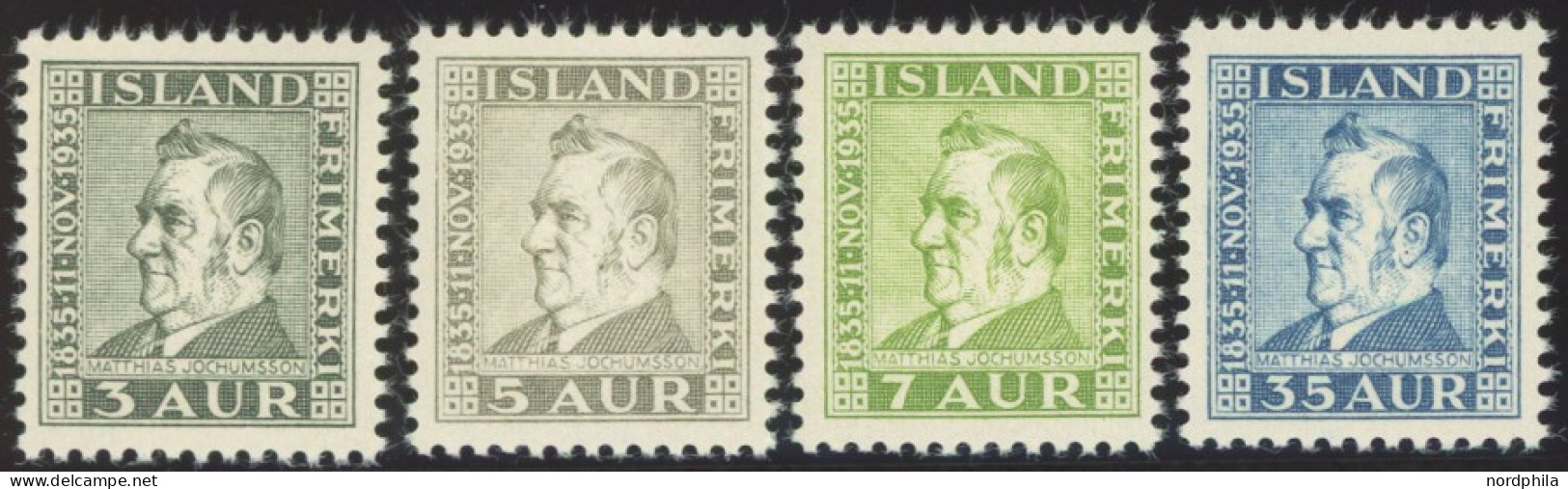 ISLAND 183-86 , 1935, Jochumsson, Postfrischer Prachtsatz, Mi. 90.- - Sonstige & Ohne Zuordnung