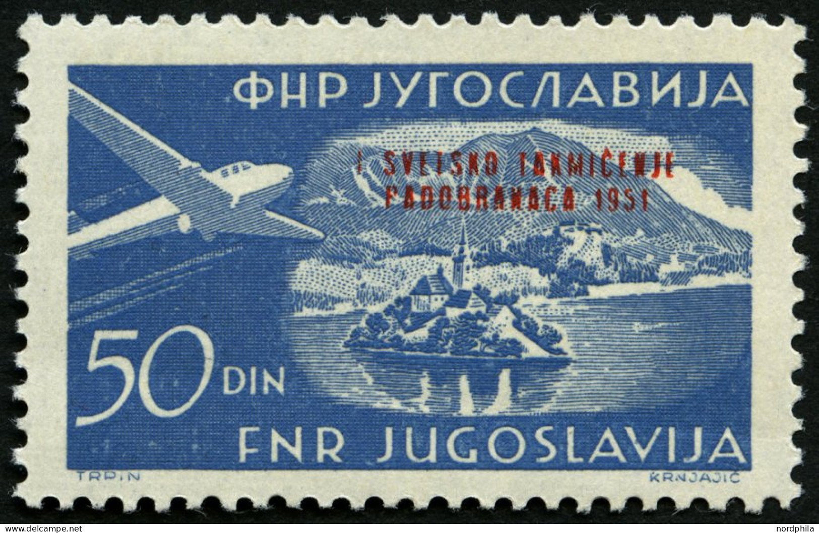 JUGOSLAWIEN 667 , 1951, 50 Din. Fallschirmspringer, Pracht, Mi. 75.- - Sonstige & Ohne Zuordnung