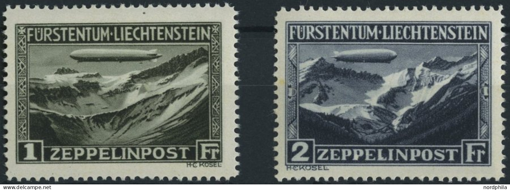 LIECHTENSTEIN 114/5 , 1931, Graf Zeppelin, Falzreste, 2 Prachtwerte - Sonstige & Ohne Zuordnung