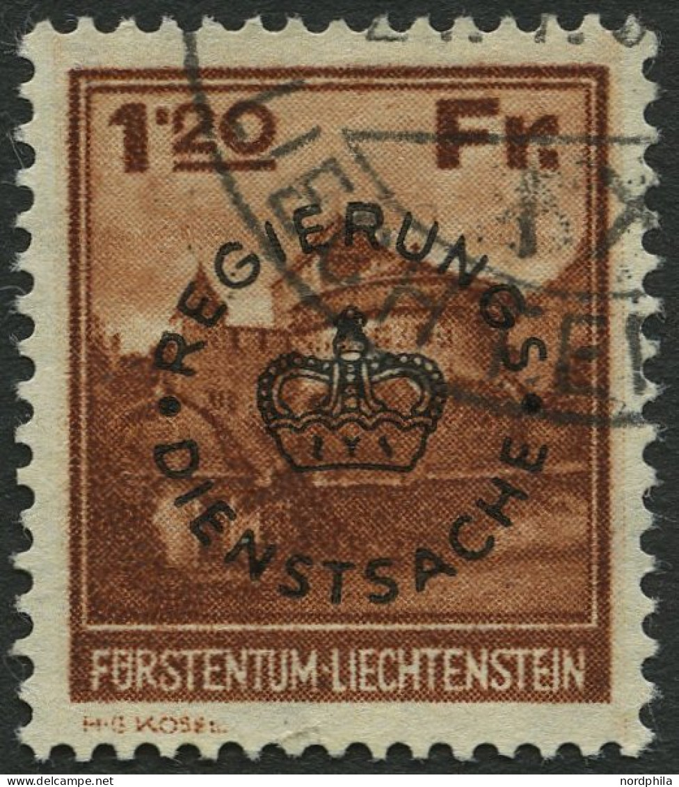 DIENSTMARKEN D 10 O, 1933, 1.20 Fr. Burg Vaduz, Pracht, Mi. 410.- - Service