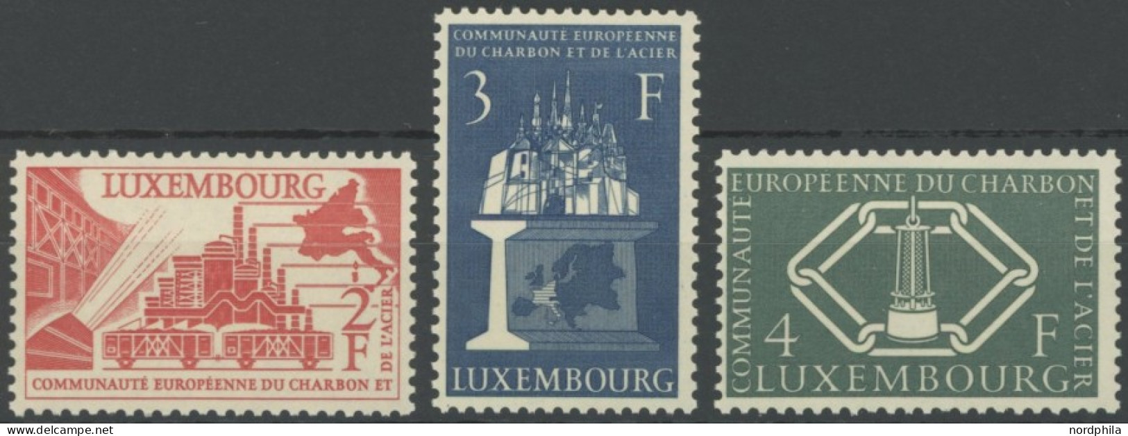 LUXEMBURG 552-54 , 1956, Montanunion, Postfrischer Prachtsatz, Mi. 60.- - Otros & Sin Clasificación