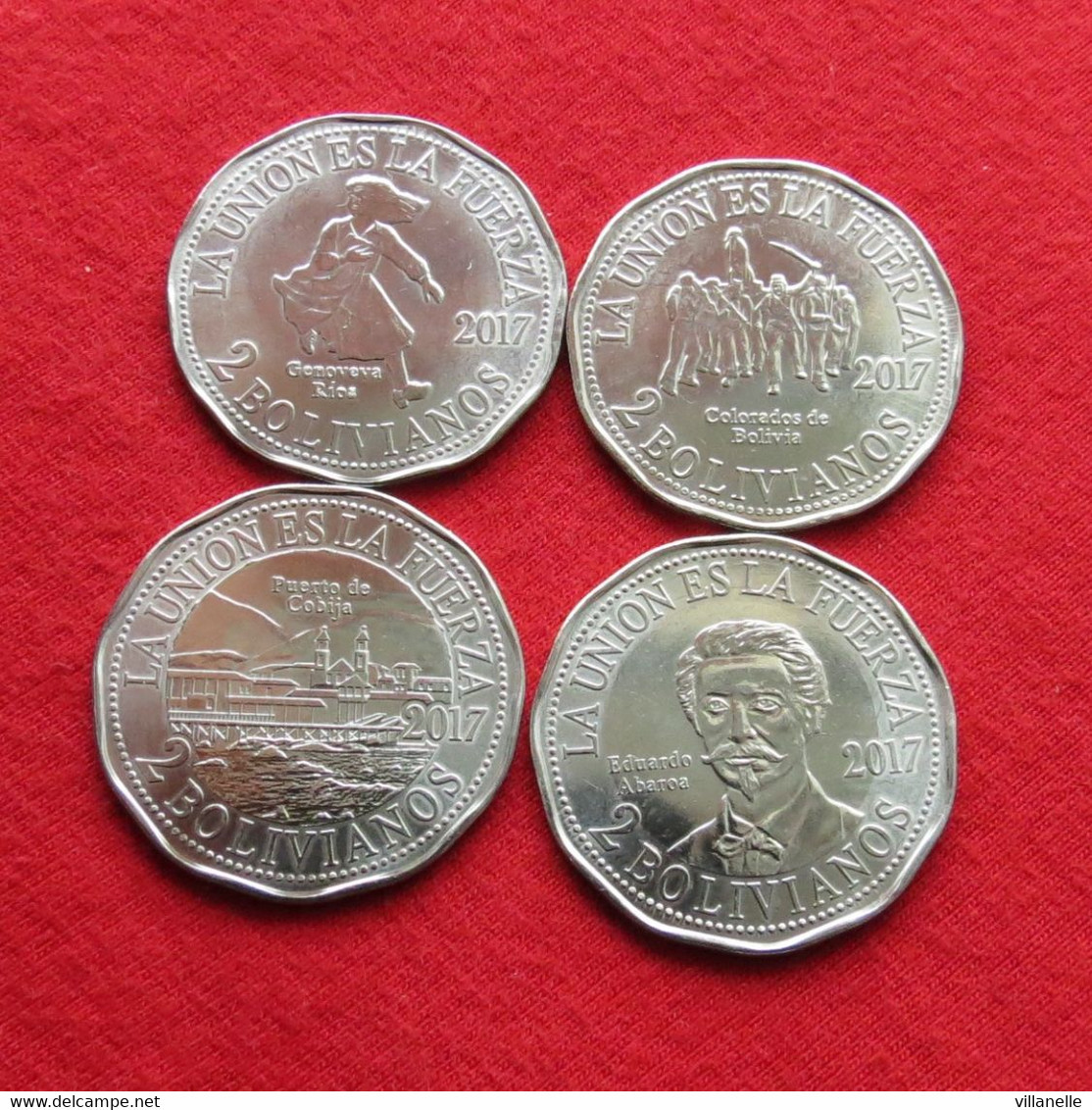 Bolivia Set 4 X 2 Bolivianos 2017 Bolivie  UNC ºº - Bolivie