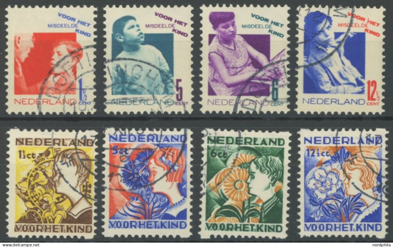 NIEDERLANDE 245-48A,253-56D O, 1931/2, Voor Het Kind, 2 Prachtsätze, Mi. 70.- - Autres & Non Classés