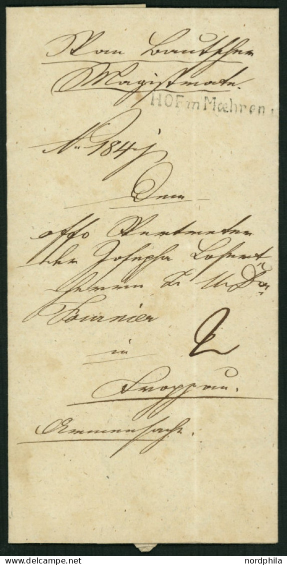 VORPHILATELIE 1837, L1 HOF In Mähren Auf Böhmischen Stempelpapier Mit Eingedrucktem Wertstempel 3 Kr., Vollständiger Inh - ...-1850 Voorfilatelie