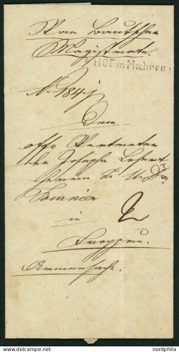 VORPHILATELIE 1837, L1 HOF In Mähren Auf Böhmischen Stempelpapier Mit Eingedrucktem Wertstempel 3 Kr., Vollständiger Inh - ...-1850 Prephilately