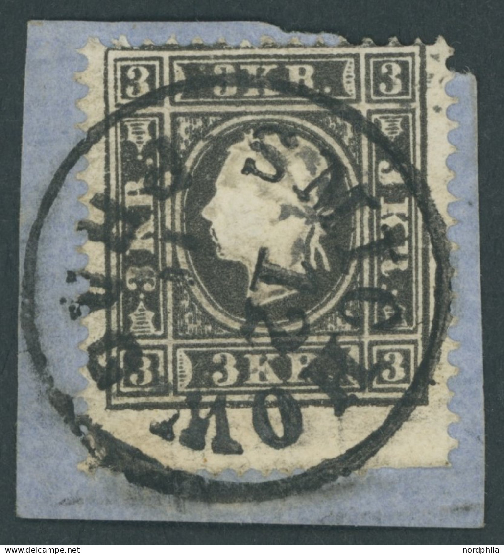 ÖSTERREICH BIS 1867 11II BrfStk, 1859, 3 Kr. Schwarz, Type II, K1 SMICHOW PRAG, Feinst, Gepr. Dr. Ferchenbauer - Sonstige & Ohne Zuordnung