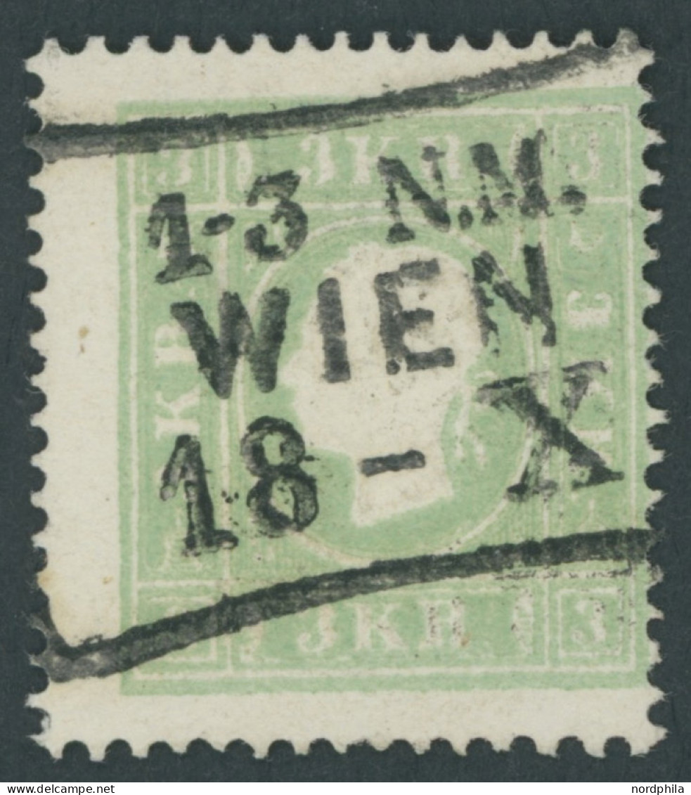 ÖSTERREICH BIS 1867 12a O, 1859, 3 Kr. Grün, Pracht, Mi. 180.- - Sonstige & Ohne Zuordnung