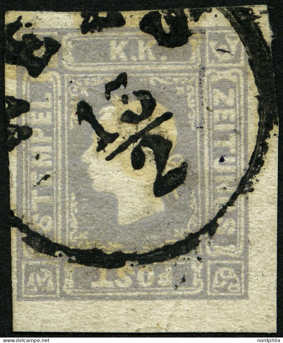 ÖSTERREICH 17b O, 1858, 1.05 Kr. Graulila, K1 WELS, Winzige Randknitter Sonst Pracht, Mi. 400.- - Used Stamps