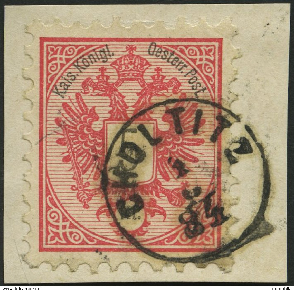 ÖSTERREICH 46 BrfStk, 1883, 5 Kr. Doppeladler, Fingerhut-K1 CHOLTITZ, Pracht - Gebraucht