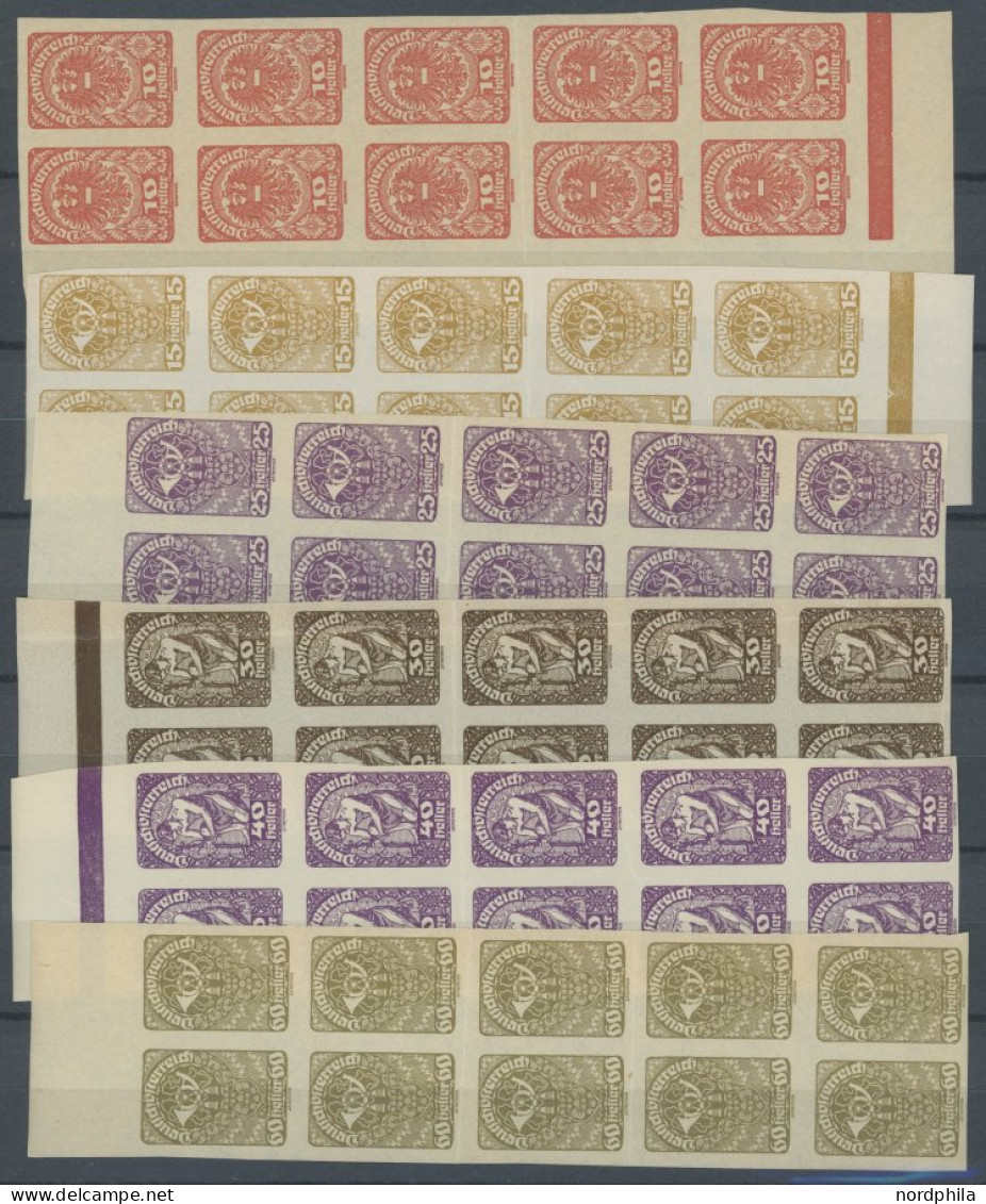 ÖSTERREICH 1918-1938 255-83 , 1919/20, Freimarken, Gezähnt Und Ungezähnt, Je Im Postfrischen Zehnerblock, Mi.Nr. 281 Ein - Andere & Zonder Classificatie