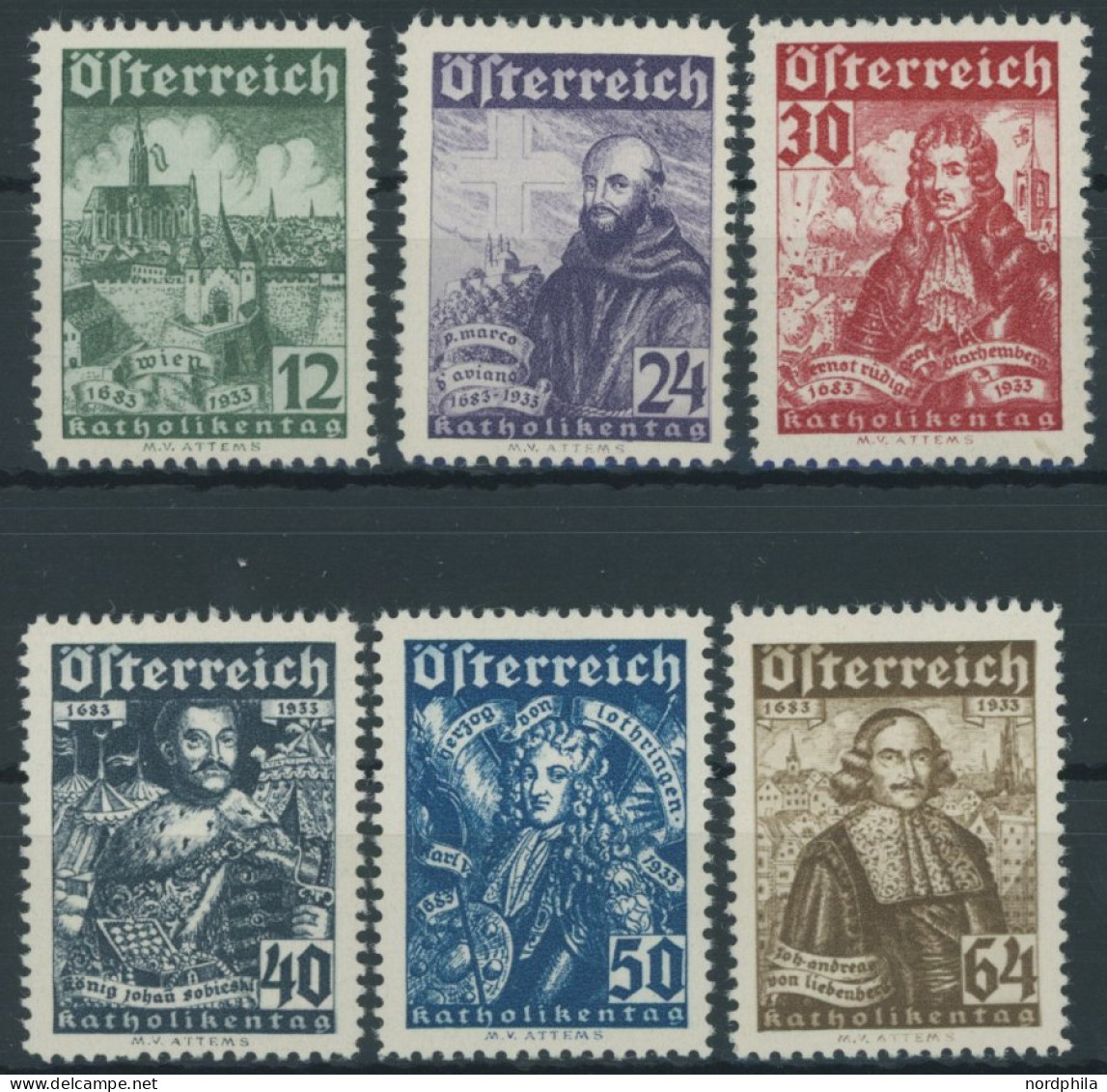 ÖSTERREICH 557-62 , 1933, Katholikentag, Falzrest, Prachtsatz - Autres & Non Classés