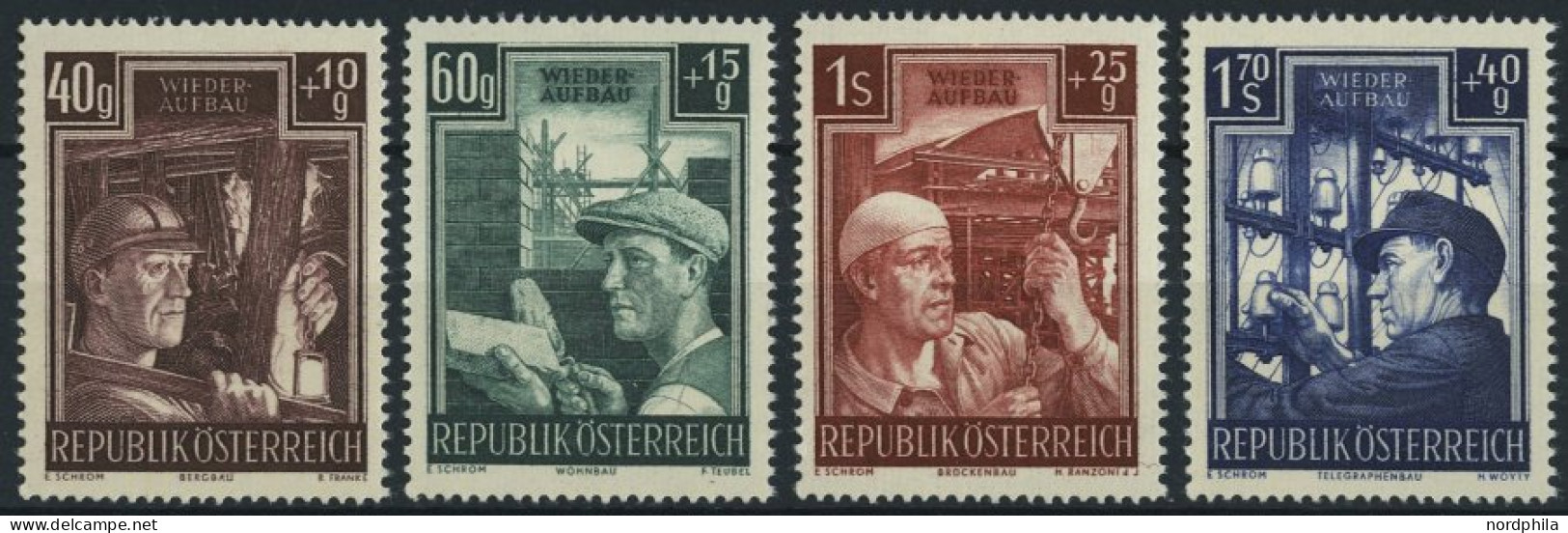 ÖSTERREICH 960-63 , 1951, Wiederaufbau, Prachtsatz, Fotobefund Babor, Mi. 80.- - Gebruikt