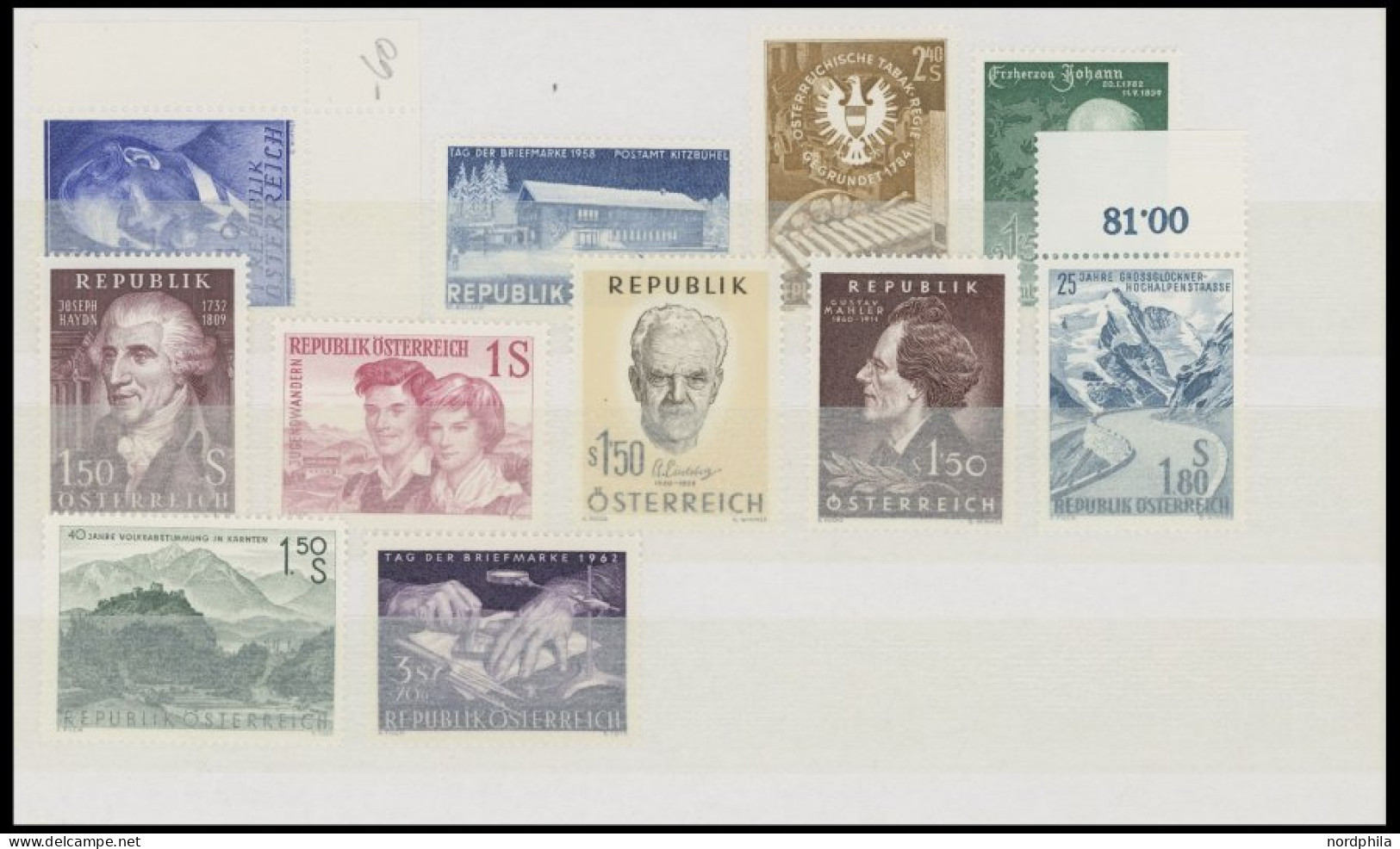 LOTS , Postfrische Partie Österreich Von 1945-60 Mit Einigen Guten Ausgaben, U.a. Mi.Nr. 909-11, 926, 937-40, 960-63, Da - Sammlungen