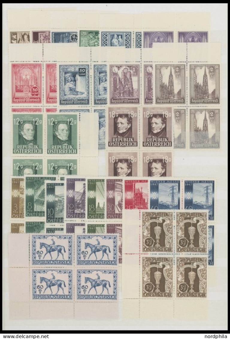 LOTS VB , 1946/7, Postfrische Partie Von 8 Verschiedenen Kompletten Ausgaben In Eckrand-bzw. Randviererblocks, Pracht - Collections