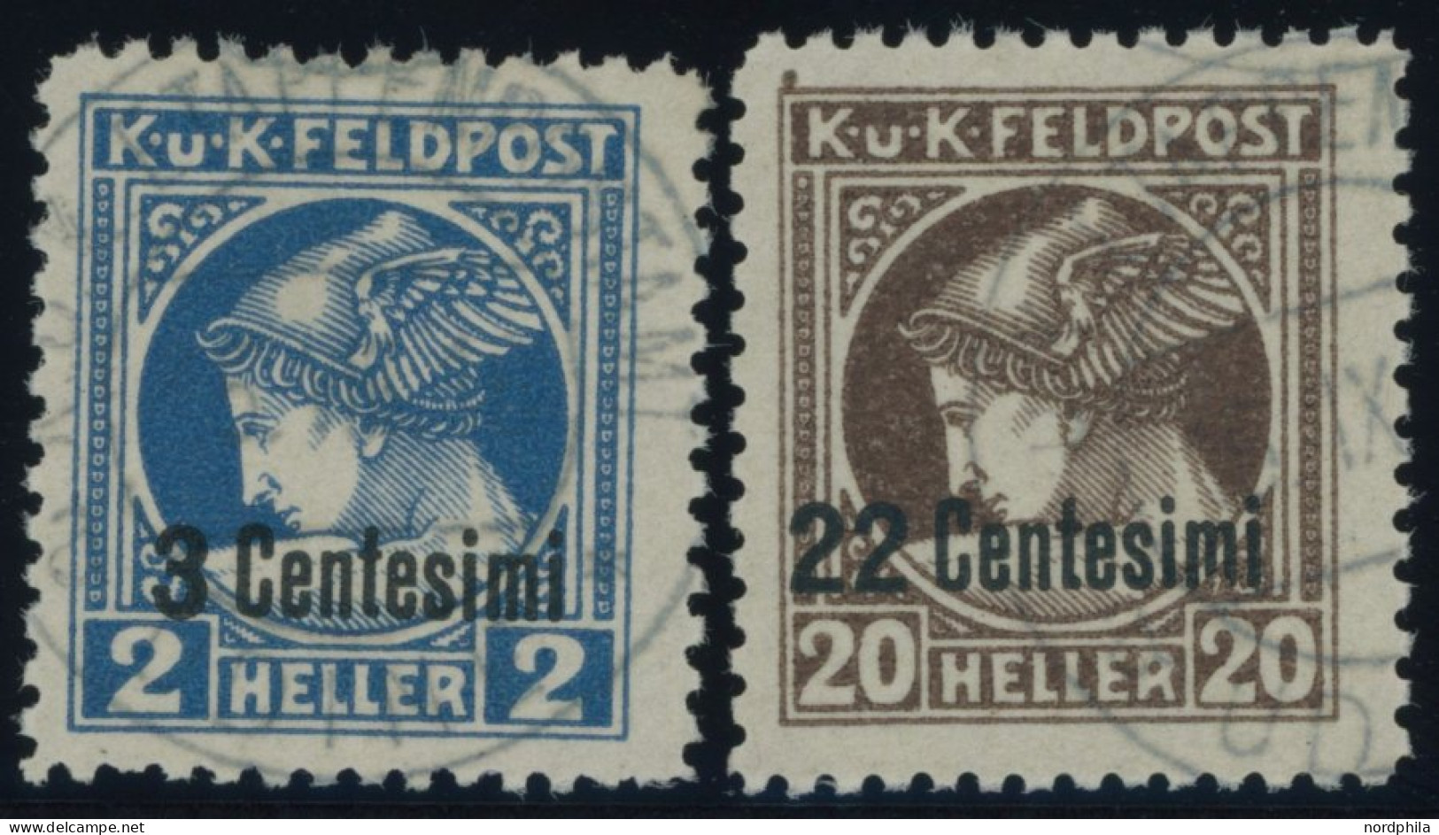 FELDPOST ITALIEN 20,23B O, 1930, 3 C. Auf 2 H. Blau Und 22 C. Auf 20 H. Braun, Gezähnt L 111/2, 2 Prachtwerte, Mi. 370.- - Sonstige & Ohne Zuordnung