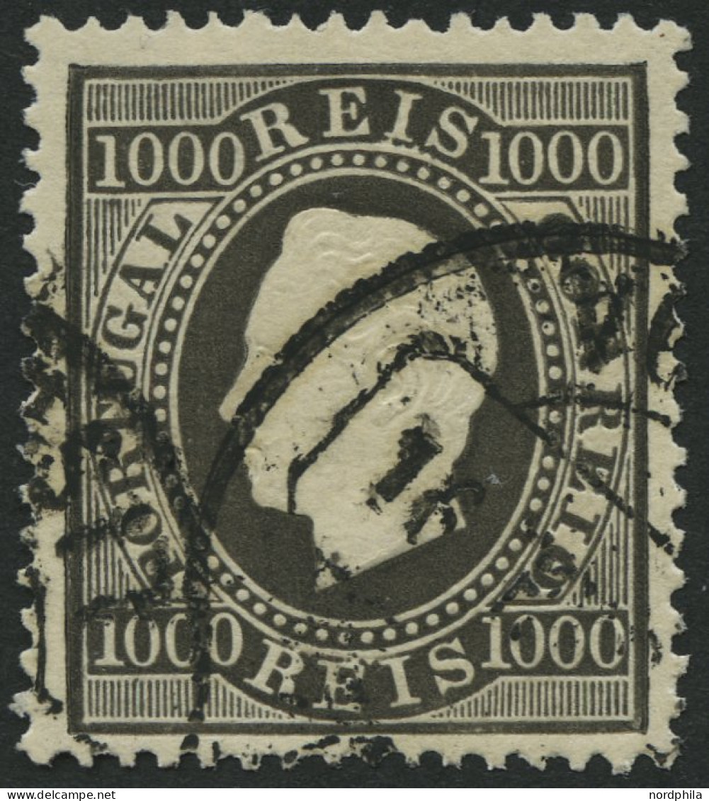 PORTUGAL 61C O, 1884, 1000 R. Schwarz, Gezähnt 131/2, Pracht, Mi. 140.- - Gebruikt