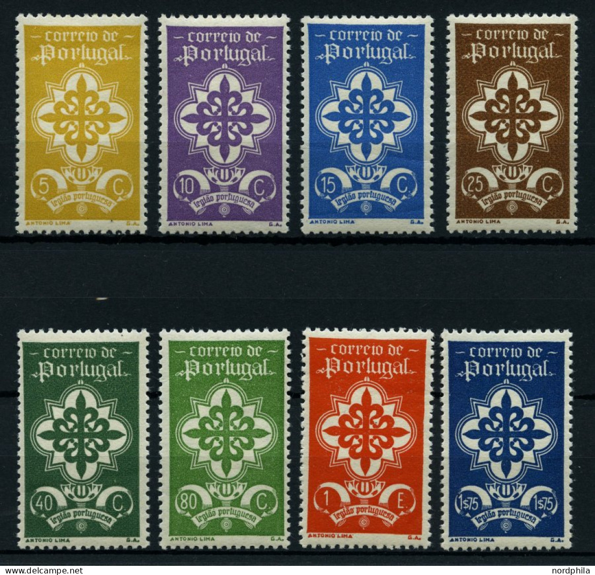 PORTUGAL 606-13 , 1940, Legion, Falzrest, Prachtsatz - Gebraucht