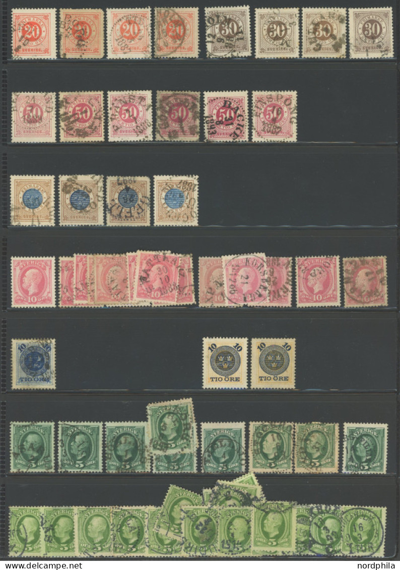 SAMMLUNGEN, LOTS O, 1858-1993, Meist Gestempelter Lagerposten Schweden, Mit Mehreren Tausend Werten, In 2 Ringbindern, F - Collections