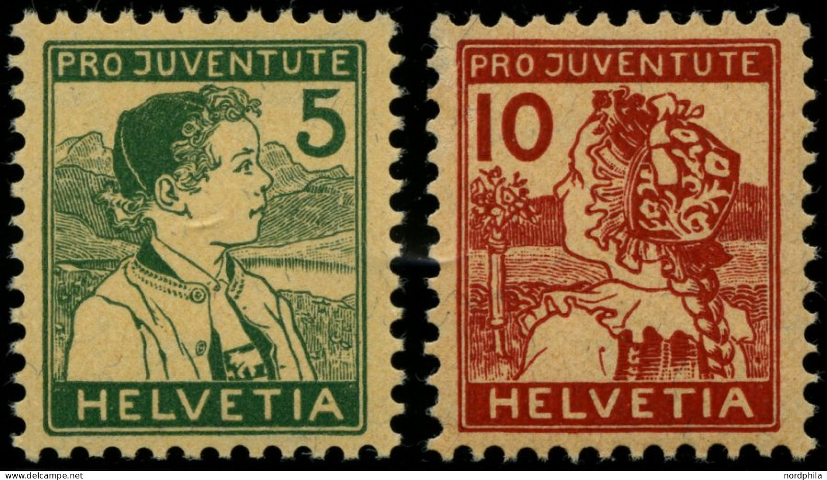 SCHWEIZ BUNDESPOST 128/9 , 1915, Pro Juventute, Postfrisch, Pracht, Mi. 260.- - Unused Stamps