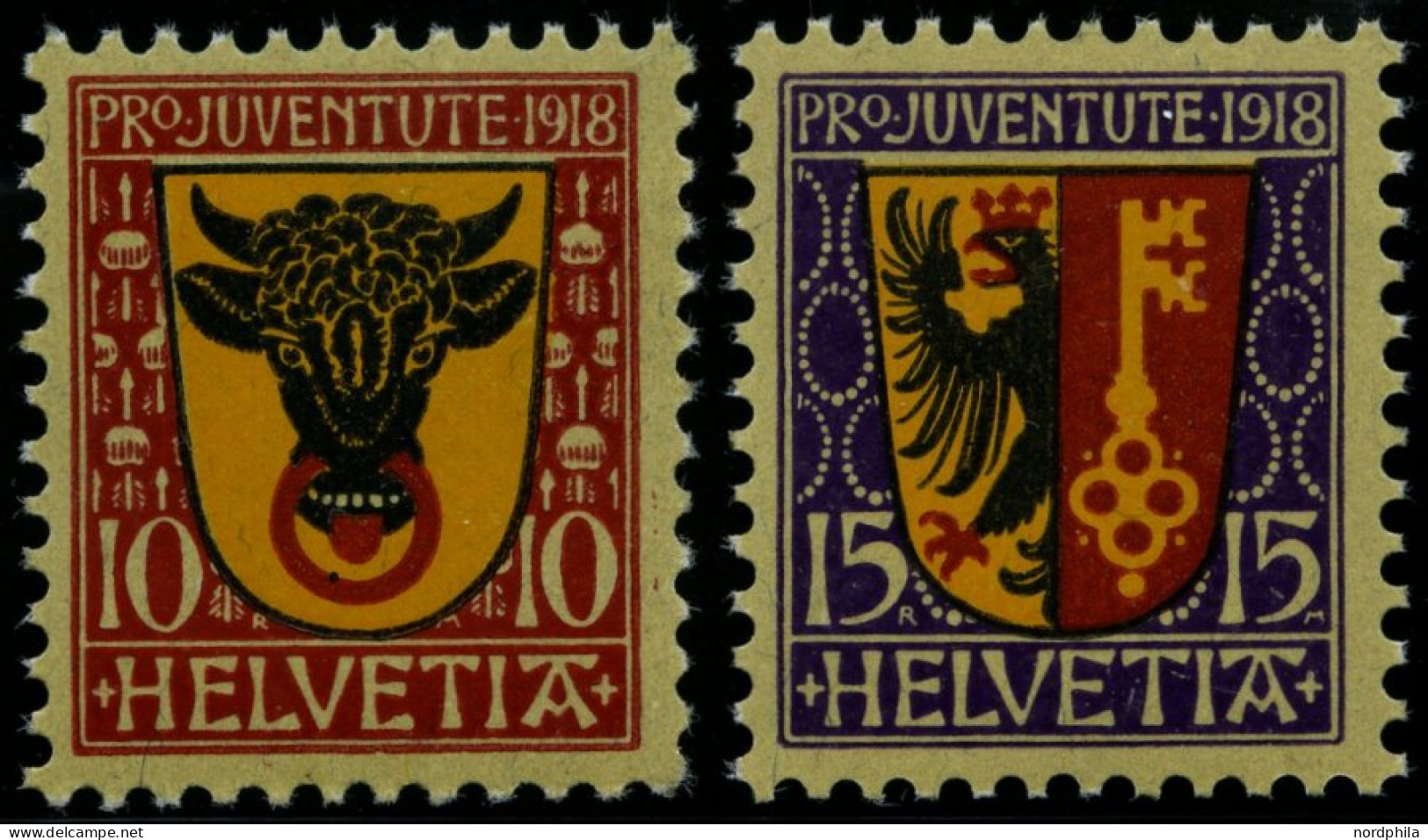 SCHWEIZ BUNDESPOST 143/4 , 1918, Pro Juventute, Postfrisch, Pracht, Mi. 60.- - Gebraucht