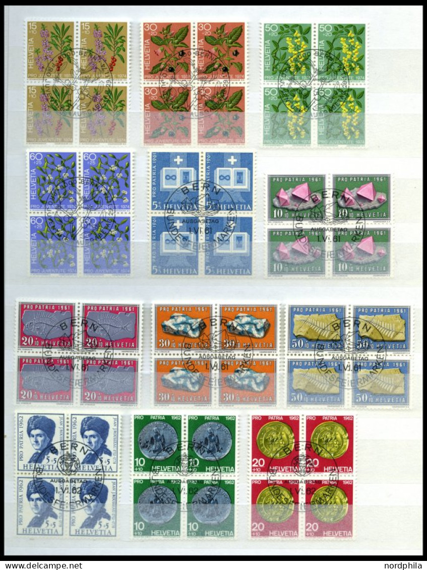 SAMMLUNGEN VB O , 1941-75, Sammlung Von 418 Verschiedenen Viererblocks Mit Zentrischen Ersttagsstempeln, Prachtsammlung, - Collections