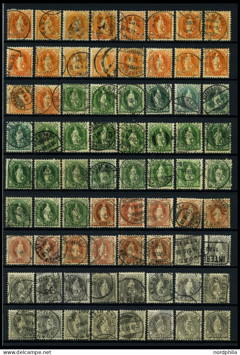 LOTS O, 1882-1904, Interessante Partie Stehende Helvetia Mit Kontrollzeichen, Dabei Bessere Zähnungen, Farben Und Abstem - Verzamelingen